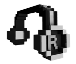 Black 8-Bit Headphones - Roblox